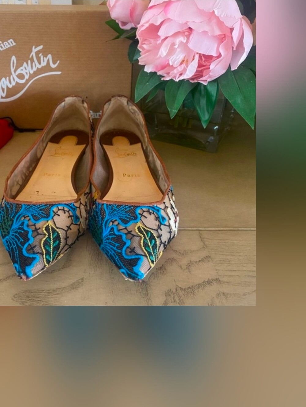 Christian Louboutin Multicolor Embroidered Floral Ballet Flats Size 40 - Picture 7 of 12